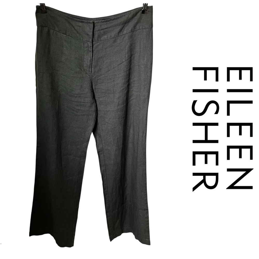 EILEEN FISHER Pants Women’s 6 Gray 100% Linen Wide Leg LIKE NEW!